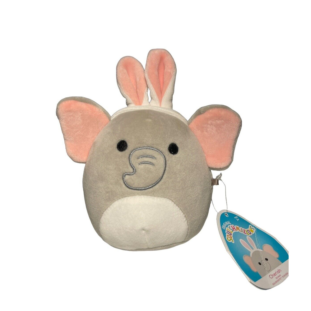 Original Squishmallows Cherish the Elephant Easter Plush Kellytoy Bunny Ears New